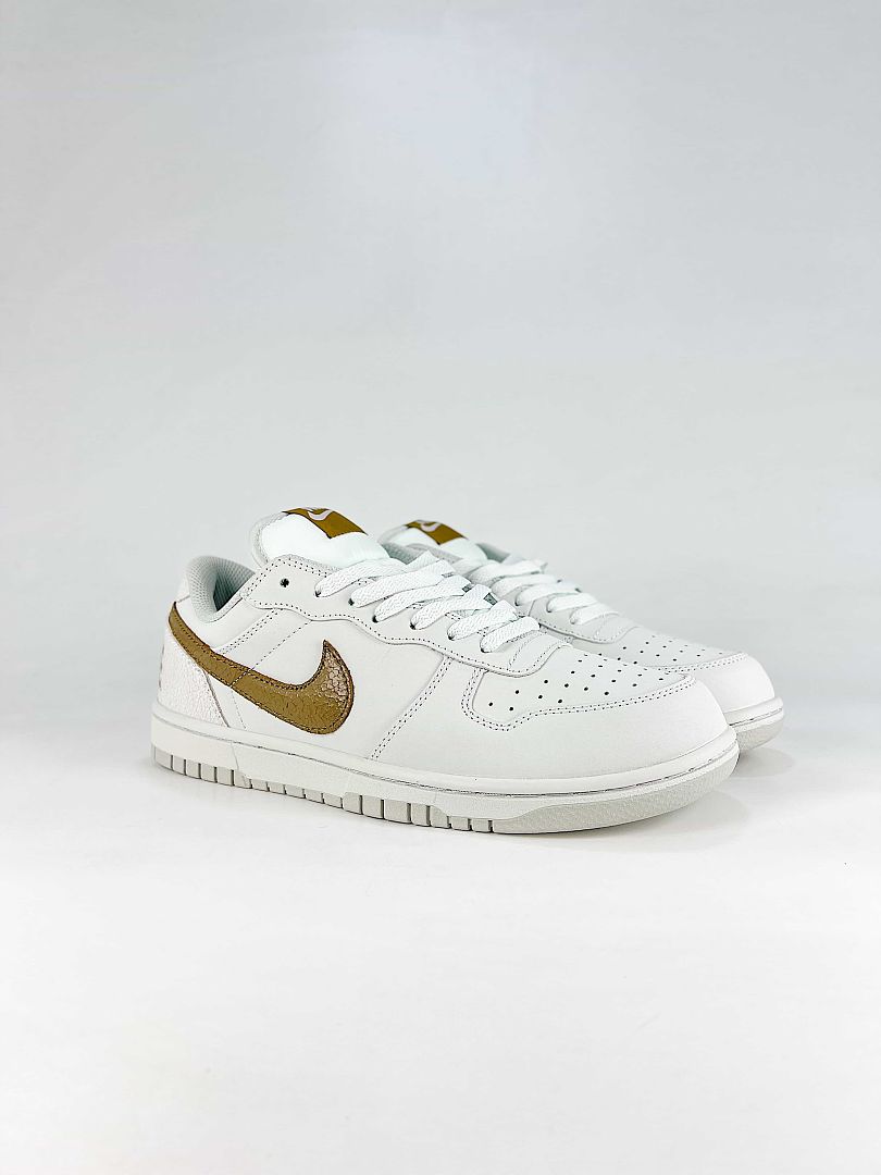 Nike Big Lux 854166-100 Metallic Swoosh Sneakers White Gold