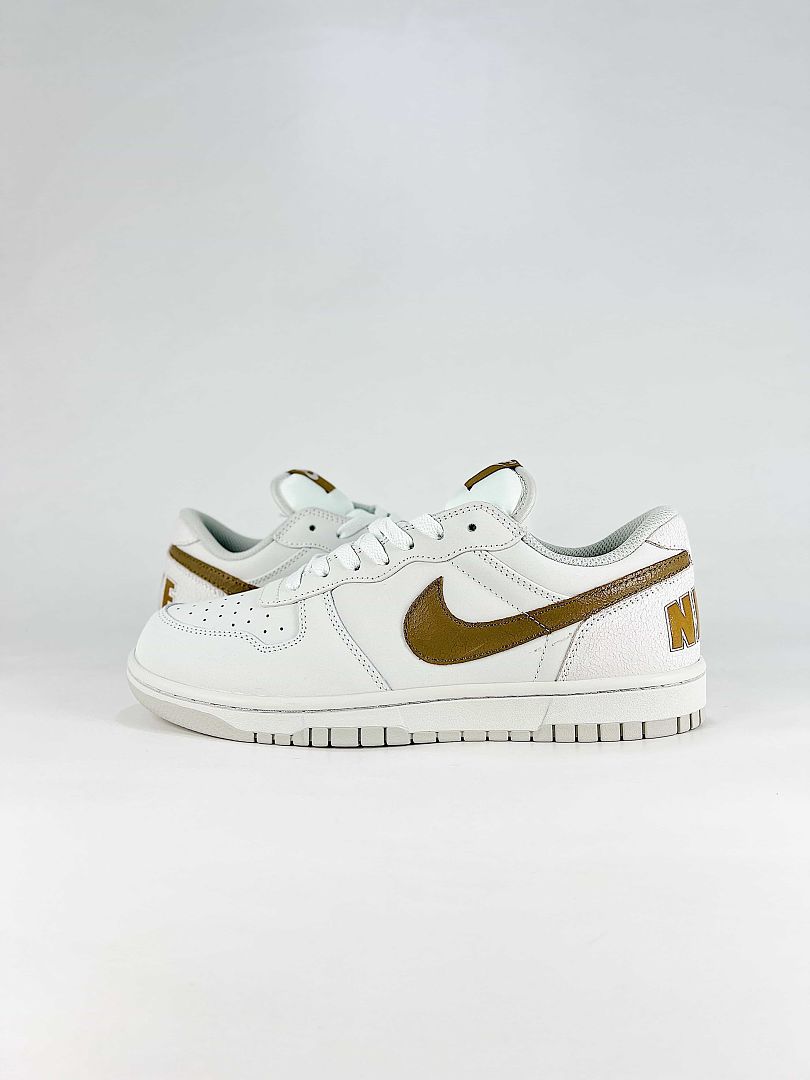 Nike Big Lux 854166-100 Metallic Swoosh Sneakers White Gold