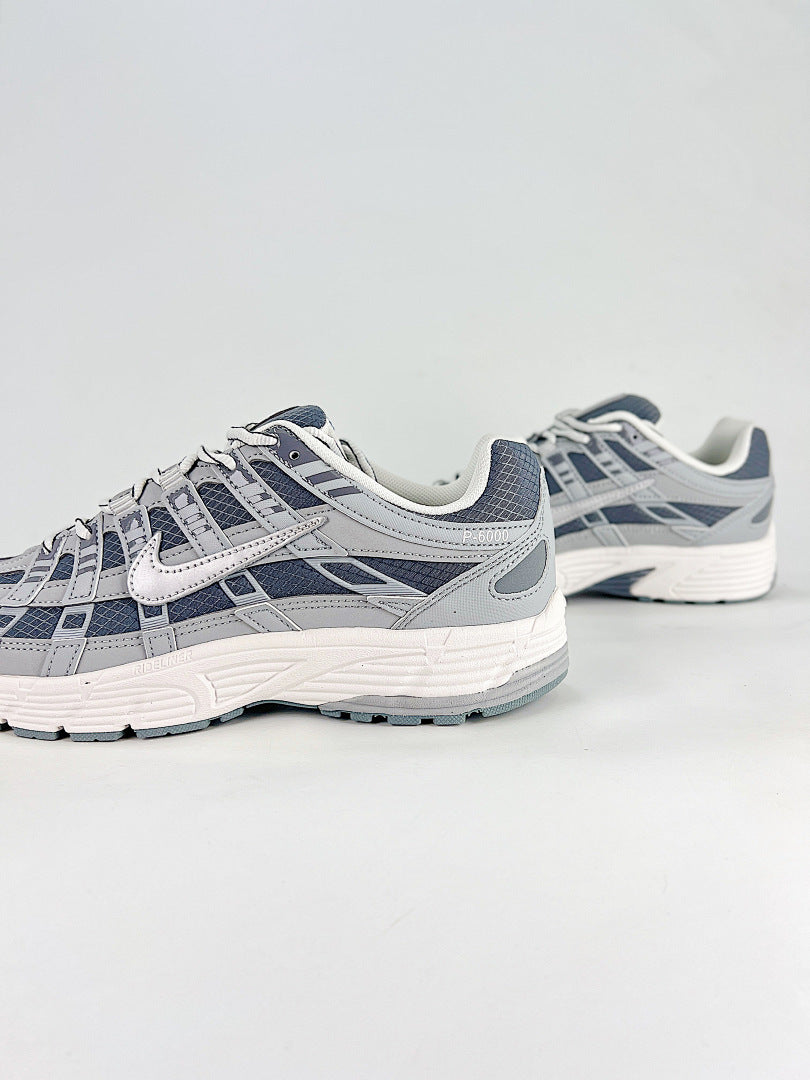 Nike P6000 White Light Grey Navy Retro Running Inspired Lifestyle Sneakers