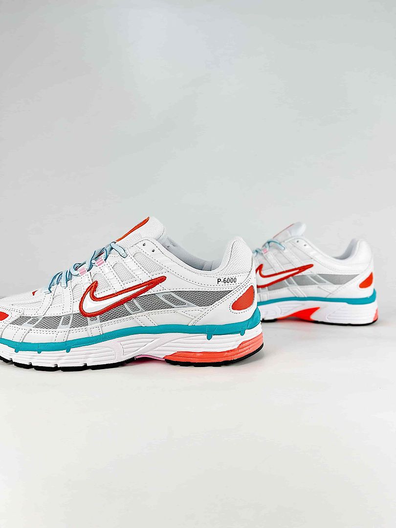 Nike P6000 BV1021105 White Red Aqua Retro Running Inspired Lifestyle Sneakers