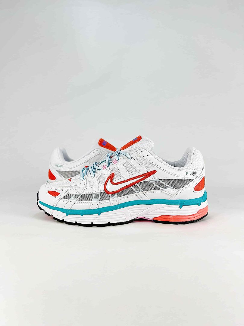 Nike P6000 BV1021105 White Red Aqua Retro Running Inspired Lifestyle Sneakers