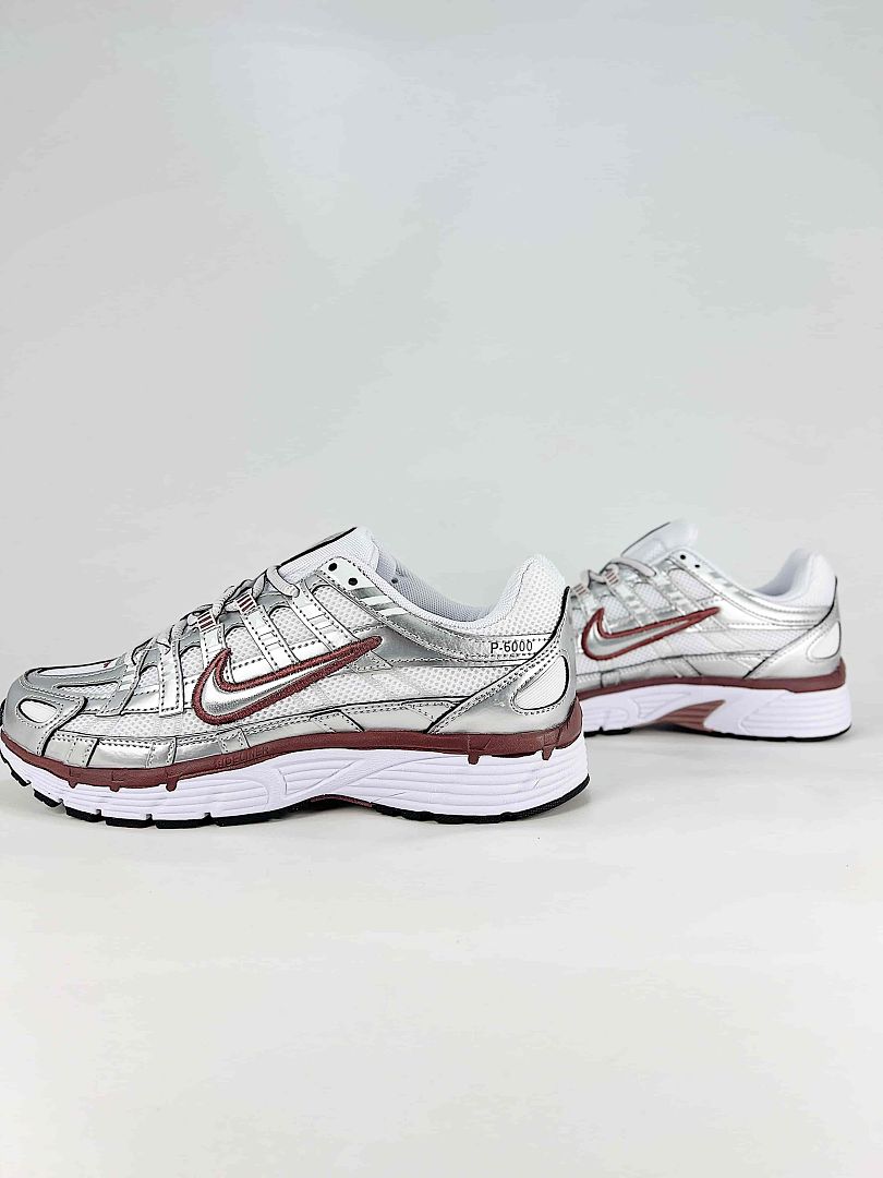 Nike P6000 BV1021110 White Grey Burgundy Retro Running Inspired Lifestyle Sneakers