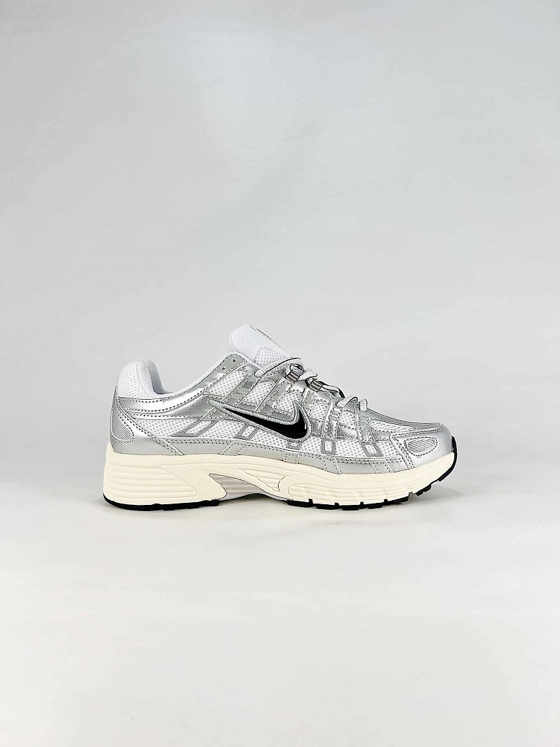 Nike P6000 CD6404105 White Black Metallic Silver Retro Running Inspired Lifestyle Sneakers