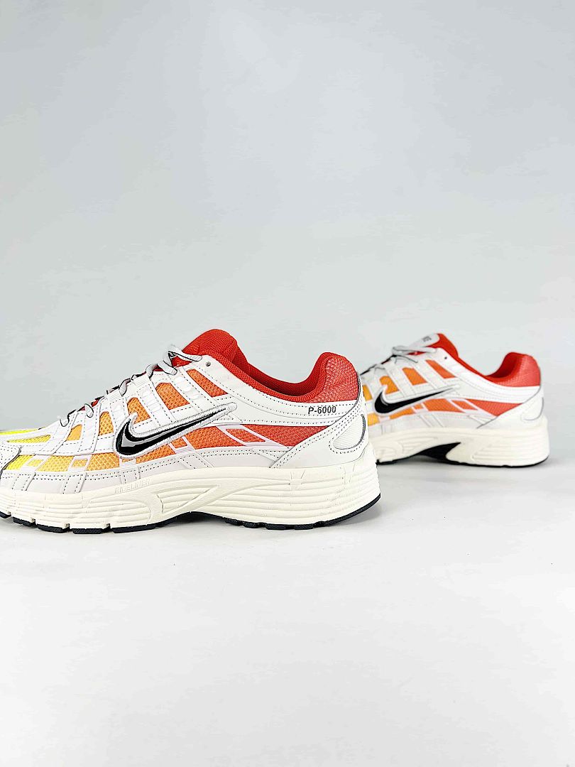 Nike P-6000 CD6404-108 White Orange Red Yellow Black Retro Running Sneakers