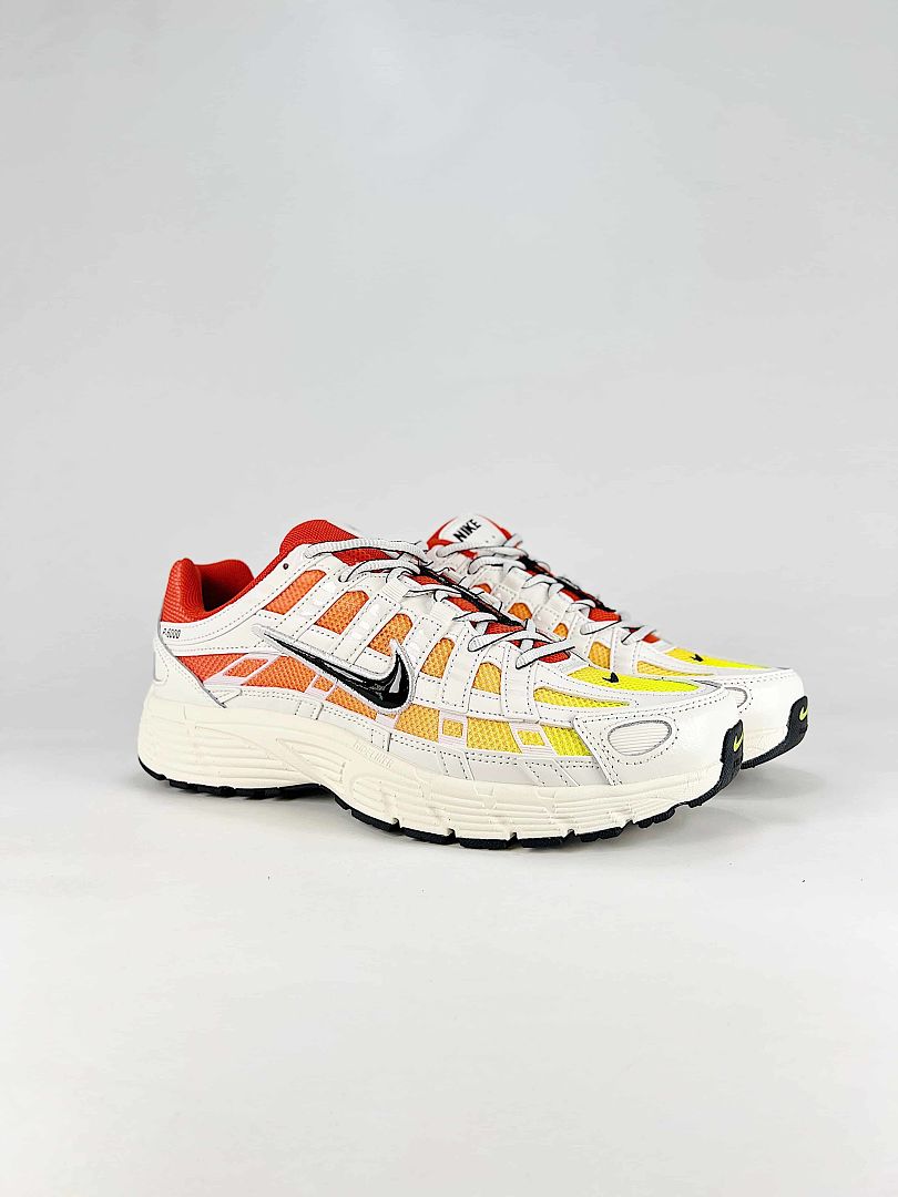 Nike P-6000 CD6404-108 White Orange Red Yellow Black Retro Running Sneakers