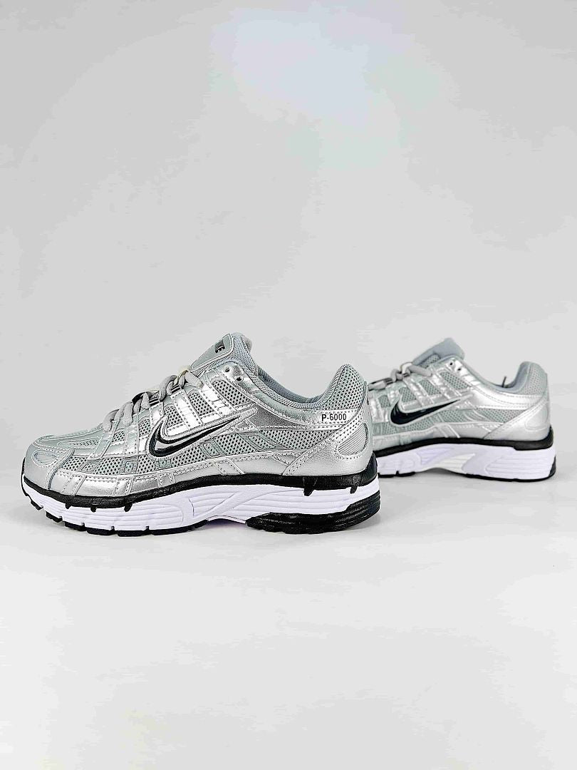 Nike P6000 FD9876101 White Black Metallic Silver Retro Running Inspired Lifestyle Sneakers