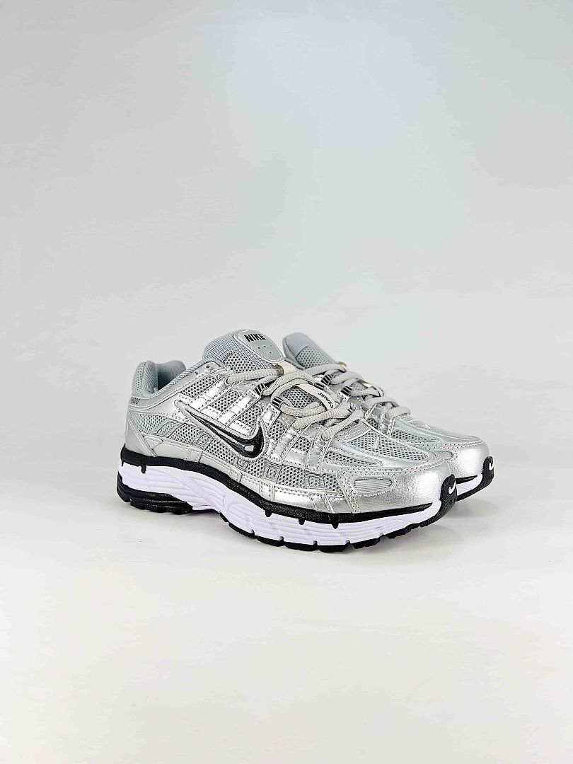 Nike P6000 FD9876101 White Black Metallic Silver Retro Running Inspired Lifestyle Sneakers