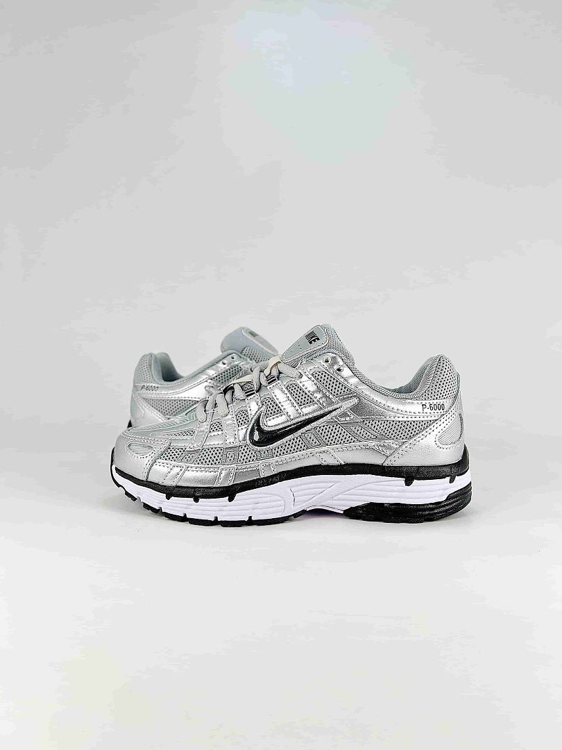 Nike P6000 FD9876101 White Black Metallic Silver Retro Running Inspired Lifestyle Sneakers