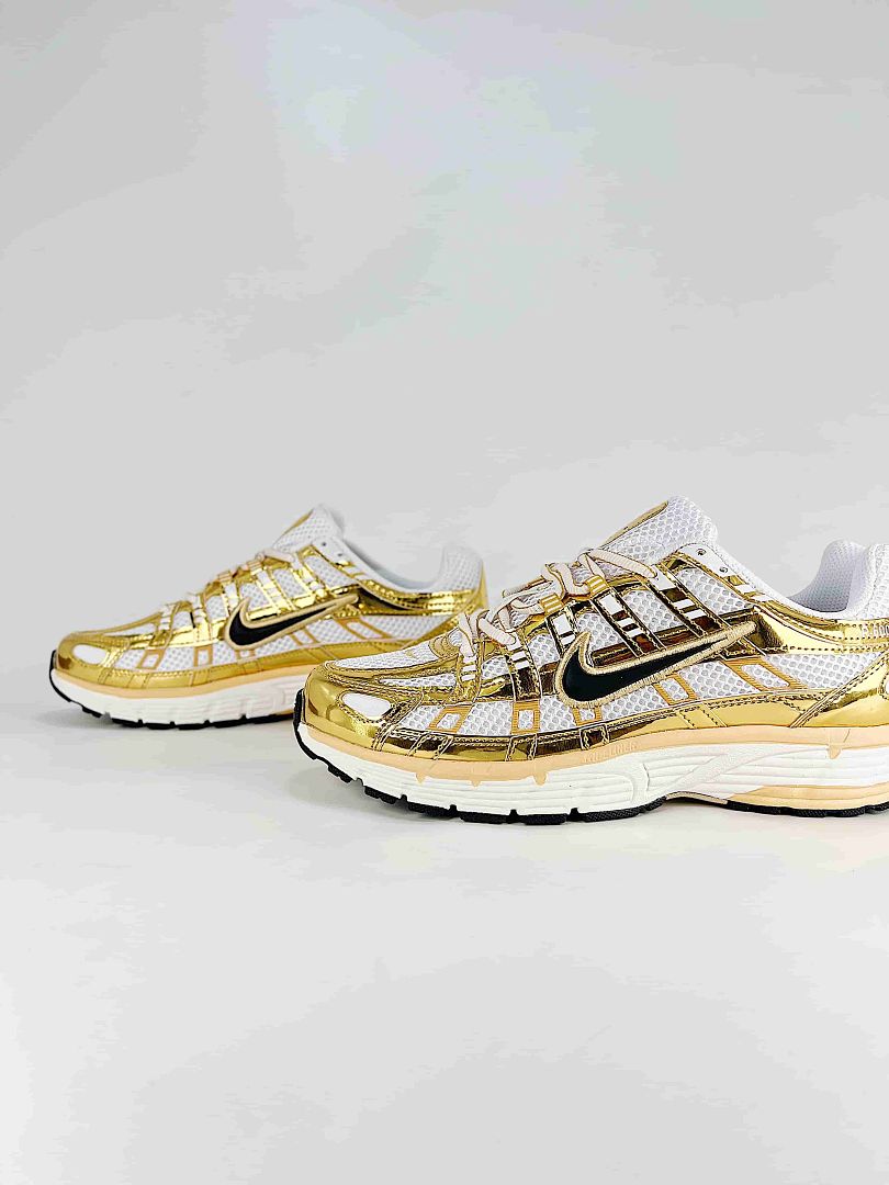 Nike P6000 IF1787100 White Gold Black Retro Running Inspired Lifestyle Sneakers