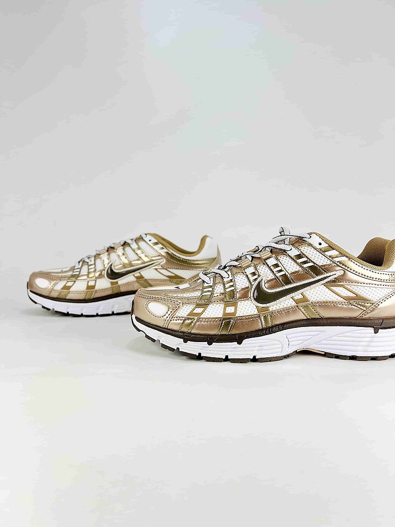 Nike P6000 IO3496104 White Gold Black Retro Running Inspired Lifestyle Sneakers