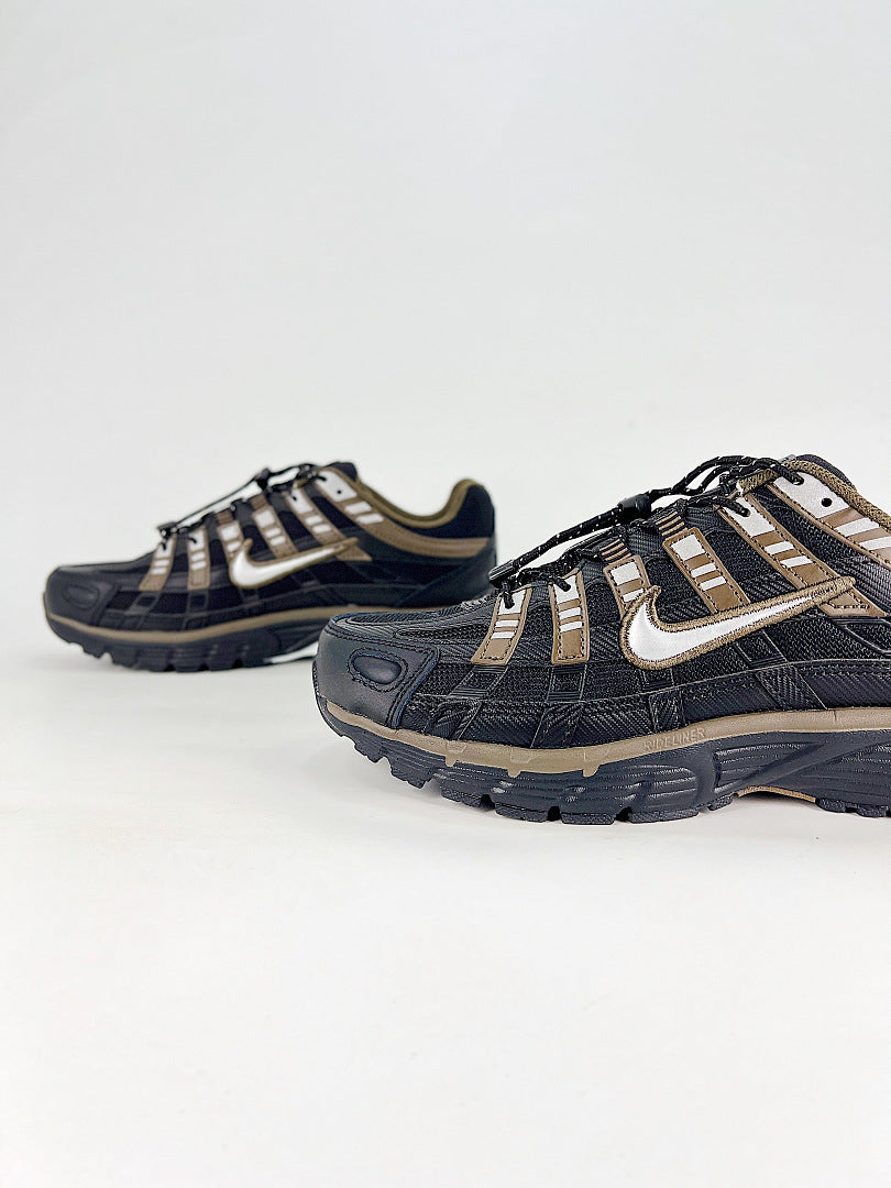 Nike P6000 IQ0298010 Black Gold Beige Retro Running Inspired Lifestyle Sneakers