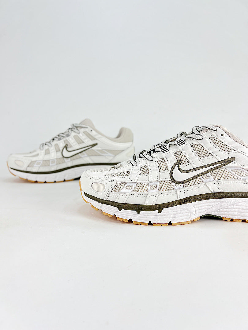 Nike P6000 IQ7600012 White Olive Black Retro Running Inspired Lifestyle Sneakers