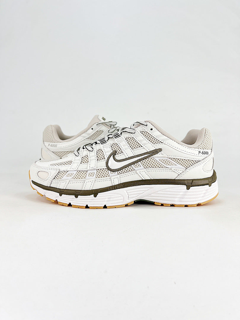 Nike P6000 IQ7600012 White Olive Black Retro Running Inspired Lifestyle Sneakers