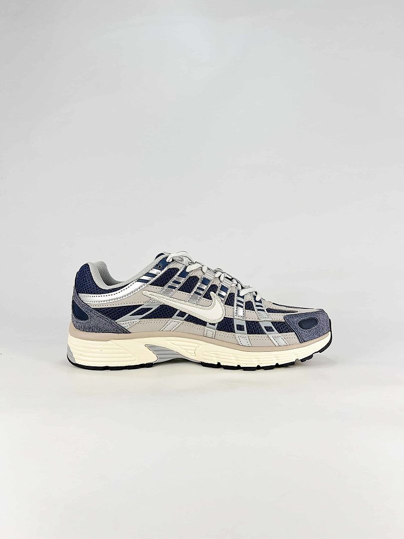 Nike P6000 IU7549 400 White Blue Black Metallic Silver Retro Running Inspired Lifestyle Sneakers