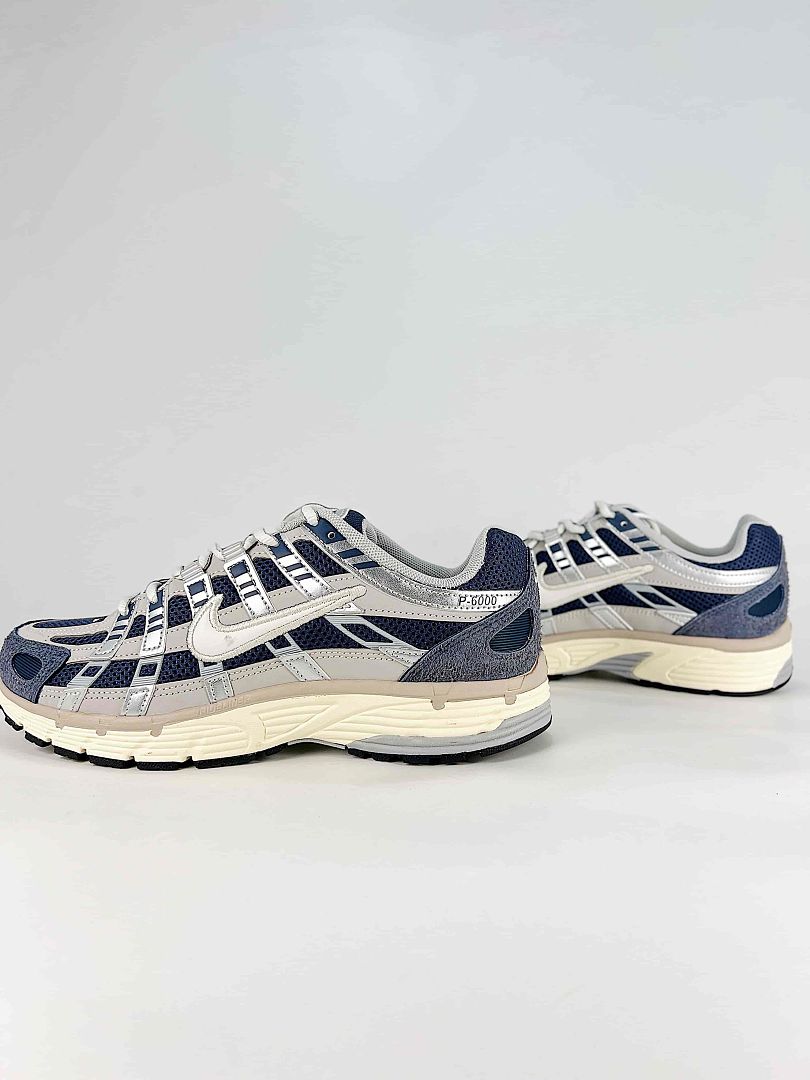Nike P6000 IU7549 400 White Blue Black Metallic Silver Retro Running Inspired Lifestyle Sneakers