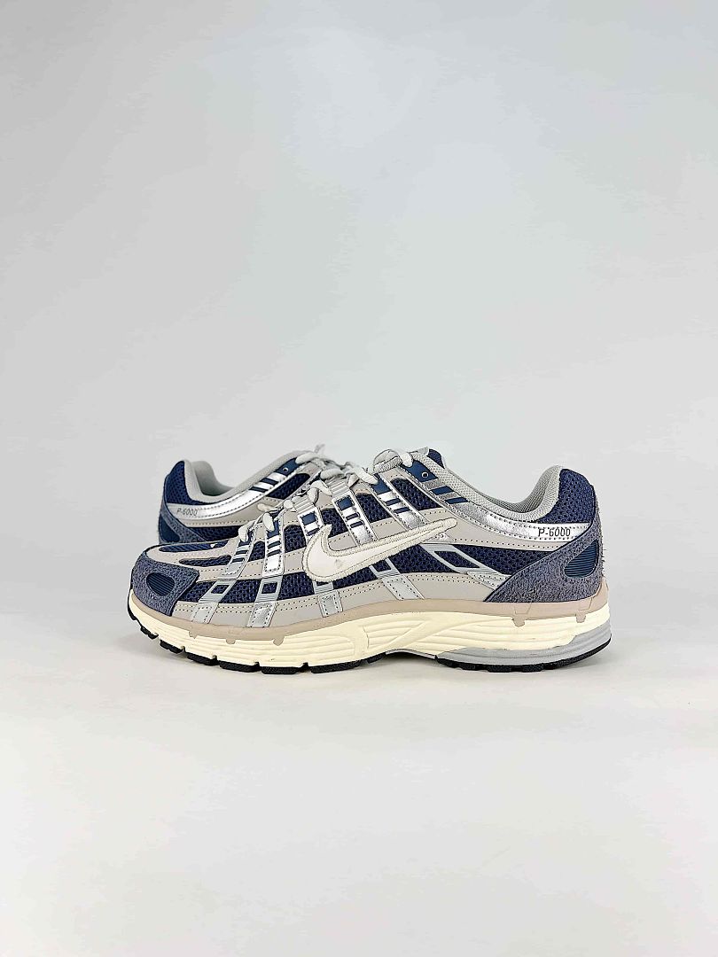 Nike P6000 IU7549 400 White Blue Black Metallic Silver Retro Running Inspired Lifestyle Sneakers